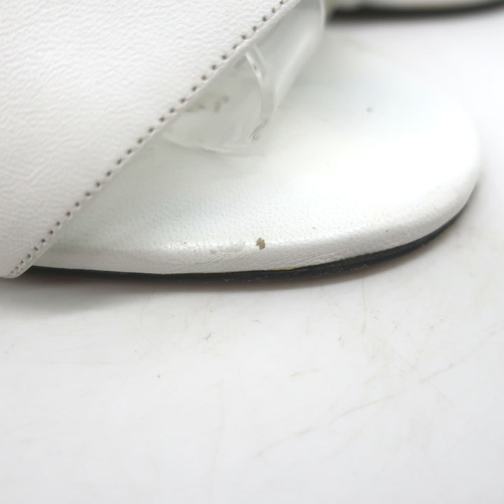 Manolo Blahnik Leda Sculptural Heel Ankle Strap Sandals White Leather Size 37