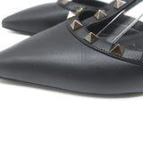 Valentino Noir Caged Rockstud Pointed Toe Pumps Black Leather Size 40
