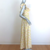 Zimmermann Goldie Ruffled Midi Dress Yellow/Cream Floral Print Linen Size 0