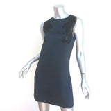 Vanessa Bruno Sleeveless Mini Dress Navy/Black Lace-Inset Satin Size 34