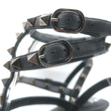 Valentino Noir Caged Rockstud Pointed Toe Pumps Black Leather Size 40