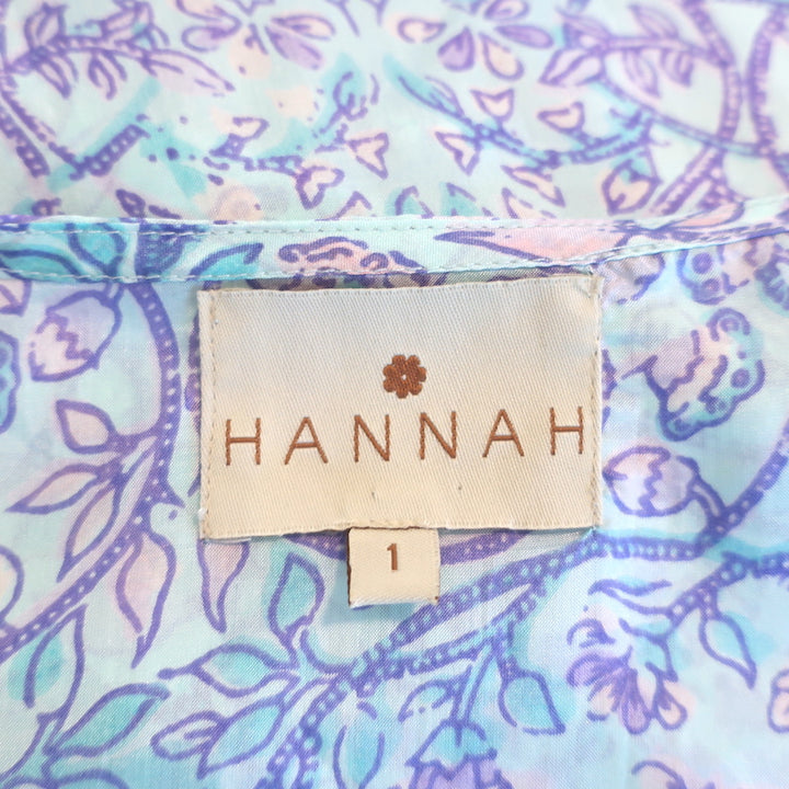 Hannah Artwear Maxi Wrap Dress Emilia Light Blue Floral Print Silk Size 1