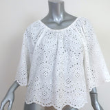 Natalie Martin Off the Shoulder Top Ella White Eyelet Size Extra Small