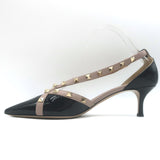 Valentino Rockstud d'Orsay Kitten Heel Pumps Black Patent & Poudre Size 39