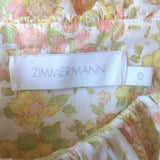 Zimmermann Goldie Ruffled Midi Dress Yellow/Cream Floral Print Linen Size 0