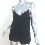 ANINE BING Lace-Trimmed Camisole Black Silk Size Small V-Neck Tank Top