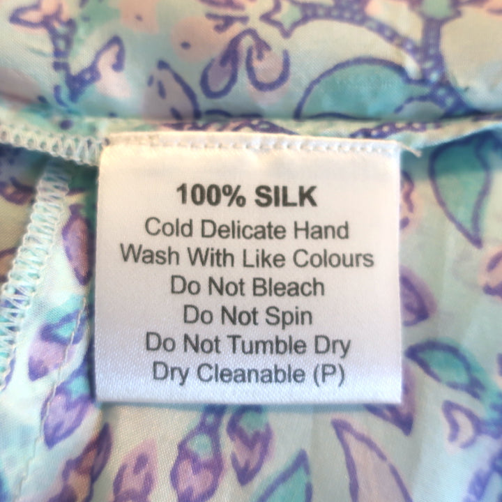 Hannah Artwear Maxi Wrap Dress Emilia Light Blue Floral Print Silk Size 1