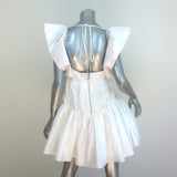 Area Crystal Trim Mini Dress White Cotton Poplin Size 8 NEW