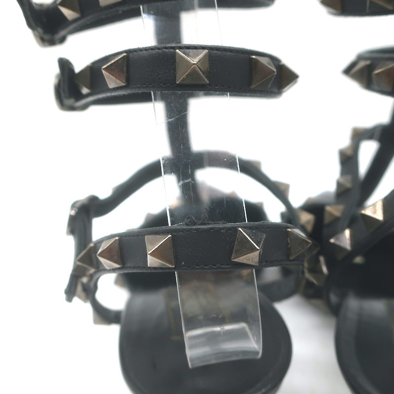 Valentino Noir Caged Rockstud Pointed Toe Pumps Black Leather Size 40