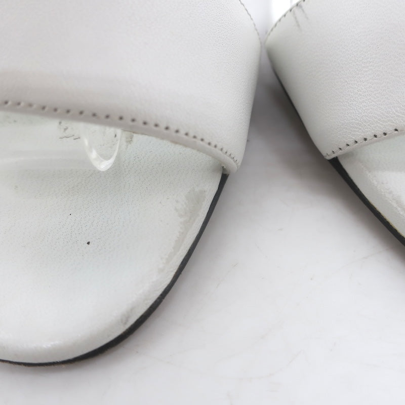 Manolo Blahnik Leda Sculptural Heel Ankle Strap Sandals White Leather Size 37