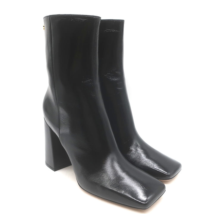 Gianvito Rossi Freeda Square Toe Boots Black Leather Size 38 NEW