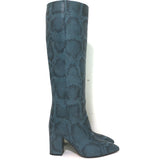 Paris Texas Knee-High Boots Teal Snakeskin-Embossed Leather Size 37
