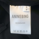 ANINE BING Lace-Trimmed Camisole Black Silk Size Small V-Neck Tank Top