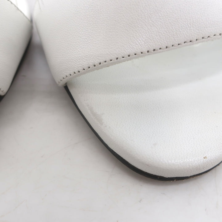 Manolo Blahnik Leda Sculptural Heel Ankle Strap Sandals White Leather Size 37