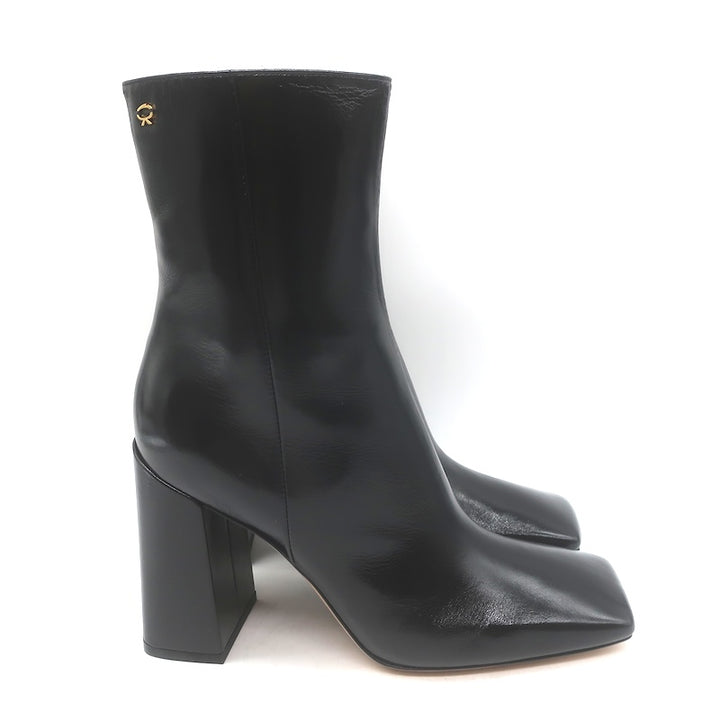 Gianvito Rossi Freeda Square Toe Boots Black Leather Size 38 NEW