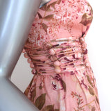 Zimmermann Rosa Midi Dress Pink Floral Print Linen Size 0