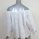 Natalie Martin Off the Shoulder Top Ella White Eyelet Size Extra Small