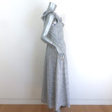 Doen Mandarin Tie-Strap Maxi Dress Navy/White Champignon Floral Print Size Small