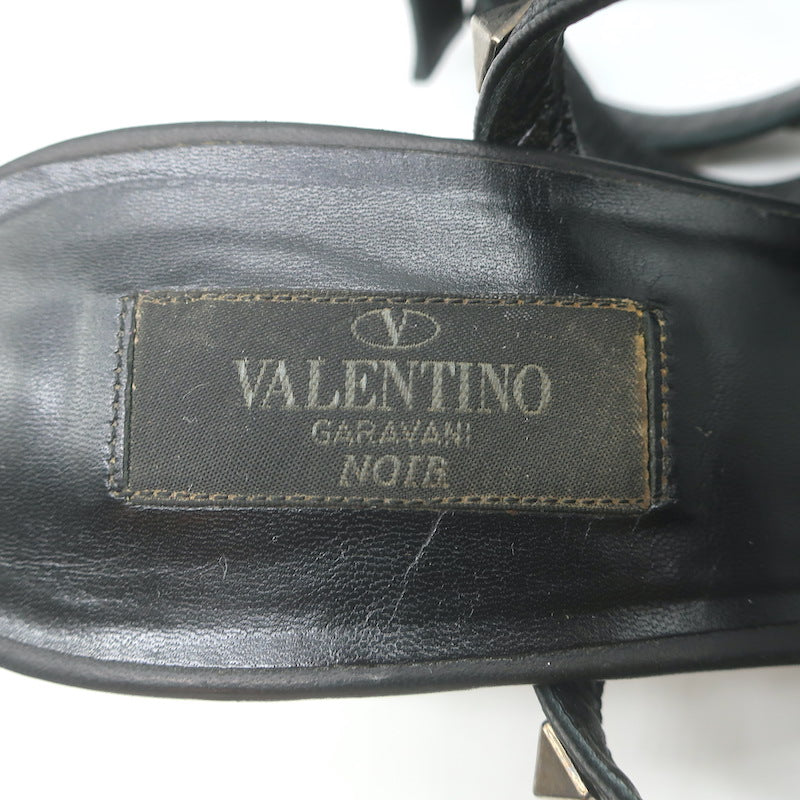 Valentino Noir Caged Rockstud Pointed Toe Pumps Black Leather Size 40