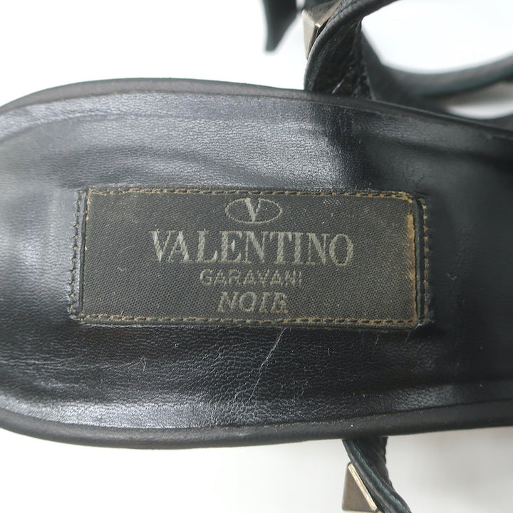 Valentino Noir Caged Rockstud Pointed Toe Pumps Black Leather Size 40