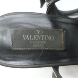 Valentino Noir Caged Rockstud Pointed Toe Pumps Black Leather Size 40