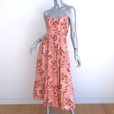 Zimmermann Rosa Midi Dress Pink Floral Print Linen Size 0
