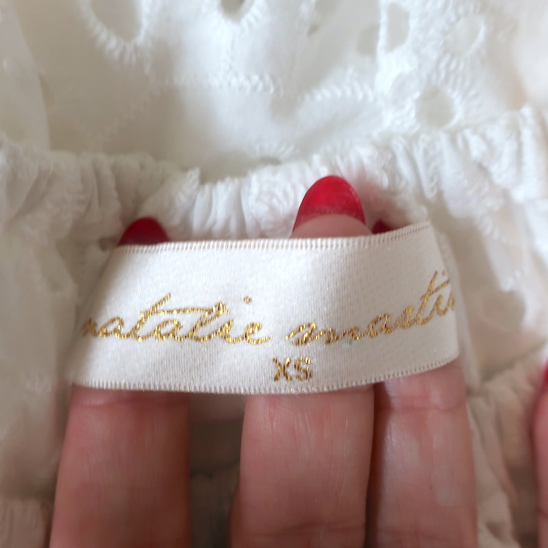 Natalie Martin Off the Shoulder Top Ella White Eyelet Size Extra Small