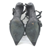 Valentino Noir Caged Rockstud Pointed Toe Pumps Black Leather Size 40