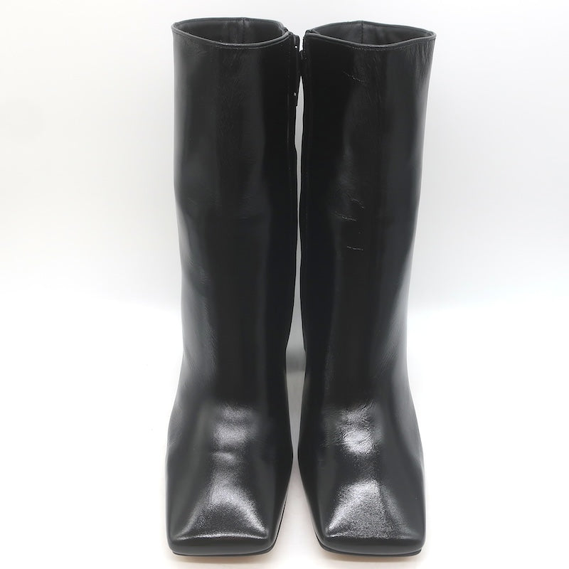 Gianvito Rossi Freeda Square Toe Boots Black Leather Size 38 NEW