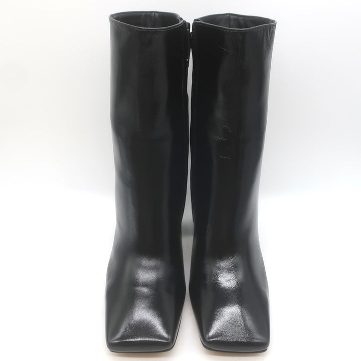 Gianvito Rossi Freeda Square Toe Boots Black Leather Size 38 NEW