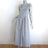 Doen Mandarin Tie-Strap Maxi Dress Navy/White Champignon Floral Print Size Small