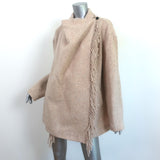 Isabel Marant Etoile Fringed Draped Jacket Flemingli Beige Wool-Blend Size 36
