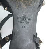 Valentino Noir Caged Rockstud Pointed Toe Pumps Black Leather Size 40