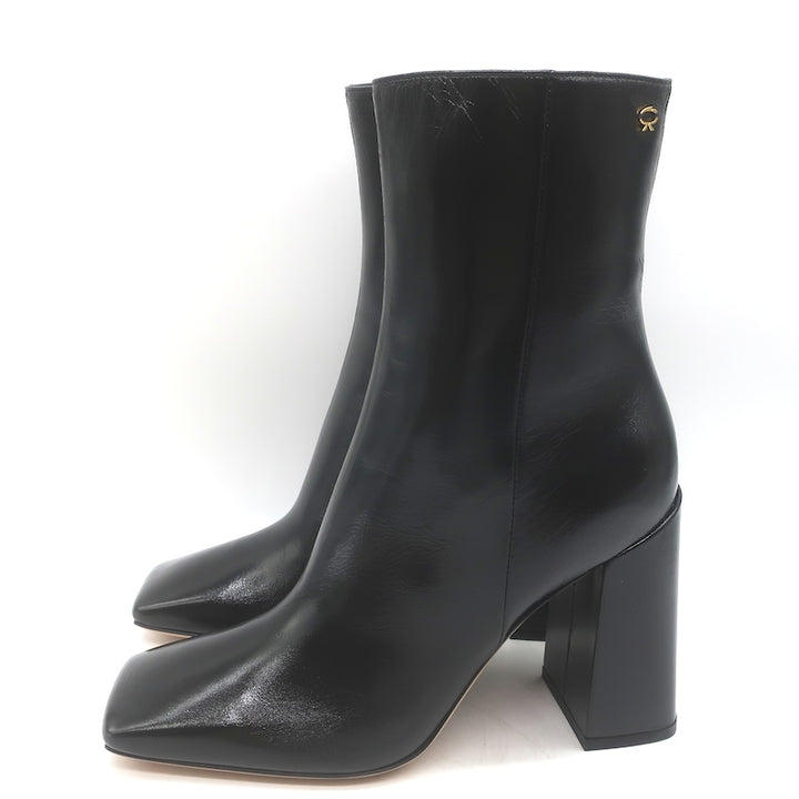 Gianvito Rossi Freeda Square Toe Boots Black Leather Size 38 NEW