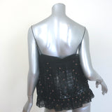 Ulla Johnson Bernie Lace-Trim Tank Top Black Floral-Embroidered Crepe Size 10