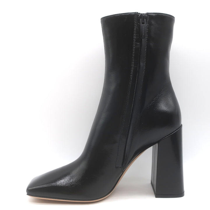 Gianvito Rossi Freeda Square Toe Boots Black Leather Size 38 NEW