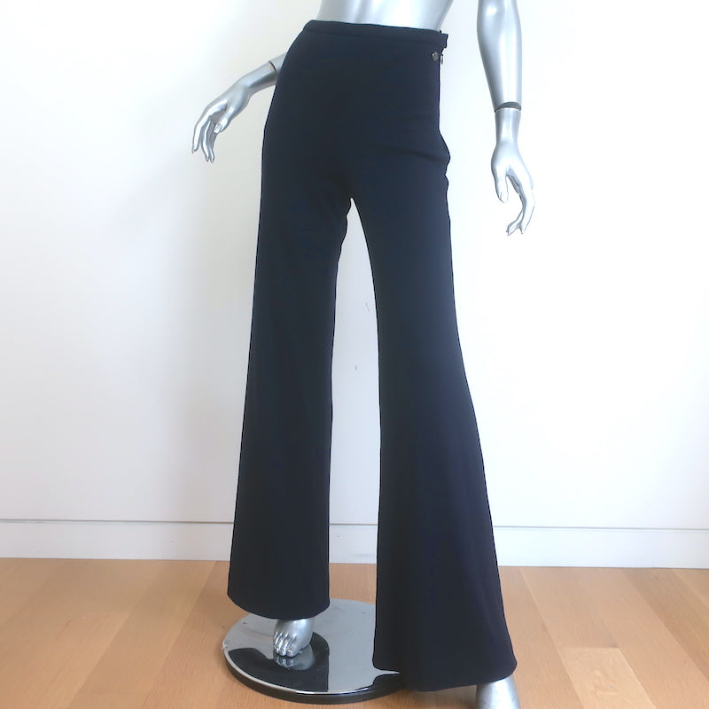 Chanel High Rise Wide Leg Pants Navy Wool Size 34