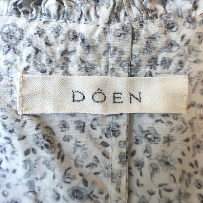 Doen Mandarin Tie-Strap Maxi Dress Navy/White Champignon Floral Print Size Small