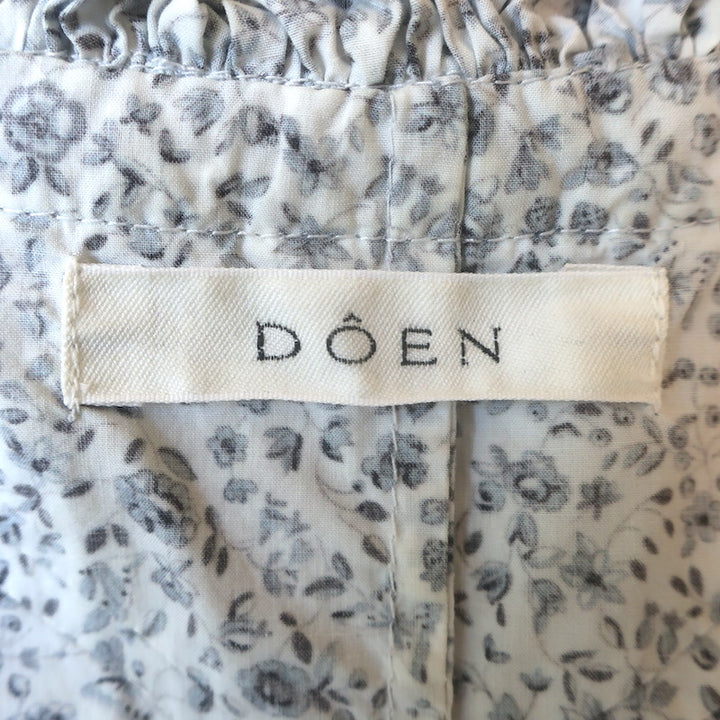 Doen Mandarin Tie-Strap Maxi Dress Navy/White Champignon Floral Print Size Small