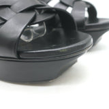 Saint Laurent Tribute 105 Platform T-Strap Sandals Black Leather Size 40