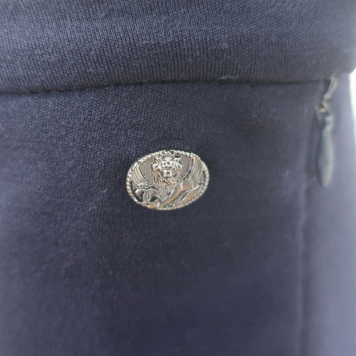Chanel High Rise Wide Leg Pants Navy Wool Size 34