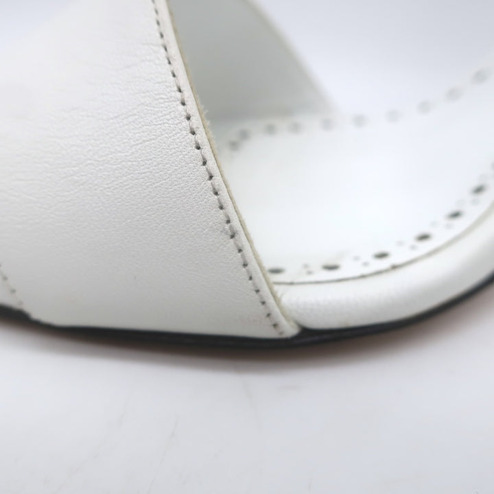 Manolo Blahnik Leda Sculptural Heel Ankle Strap Sandals White Leather Size 37