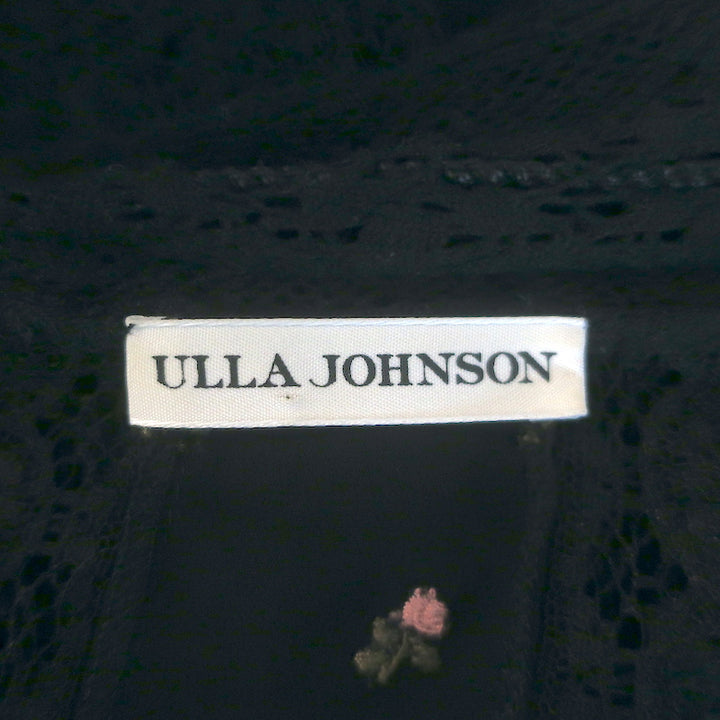Ulla Johnson Bernie Lace-Trim Tank Top Black Floral-Embroidered Crepe Size 10