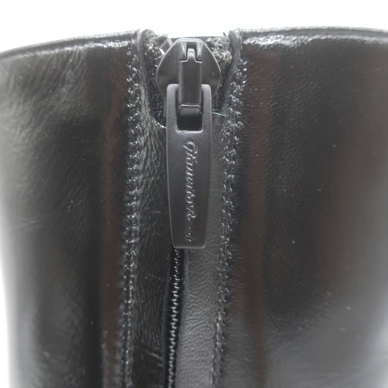 Gianvito Rossi Freeda Square Toe Boots Black Leather Size 38 NEW