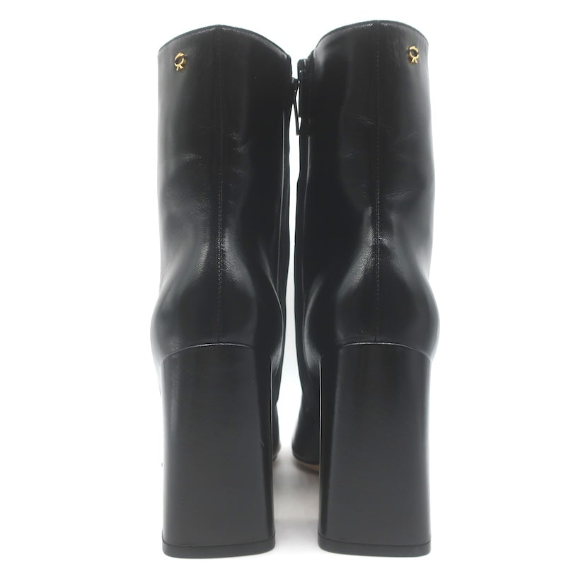Gianvito Rossi Freeda Square Toe Boots Black Leather Size 38 NEW