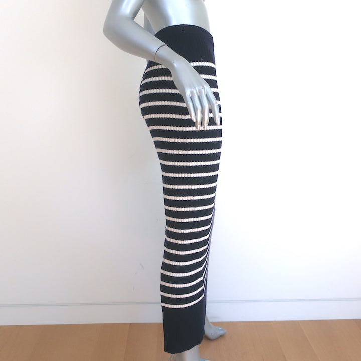 Christian Dior Marniere Striped Midi Skirt Navy/White Ribbed Knit Size US 6