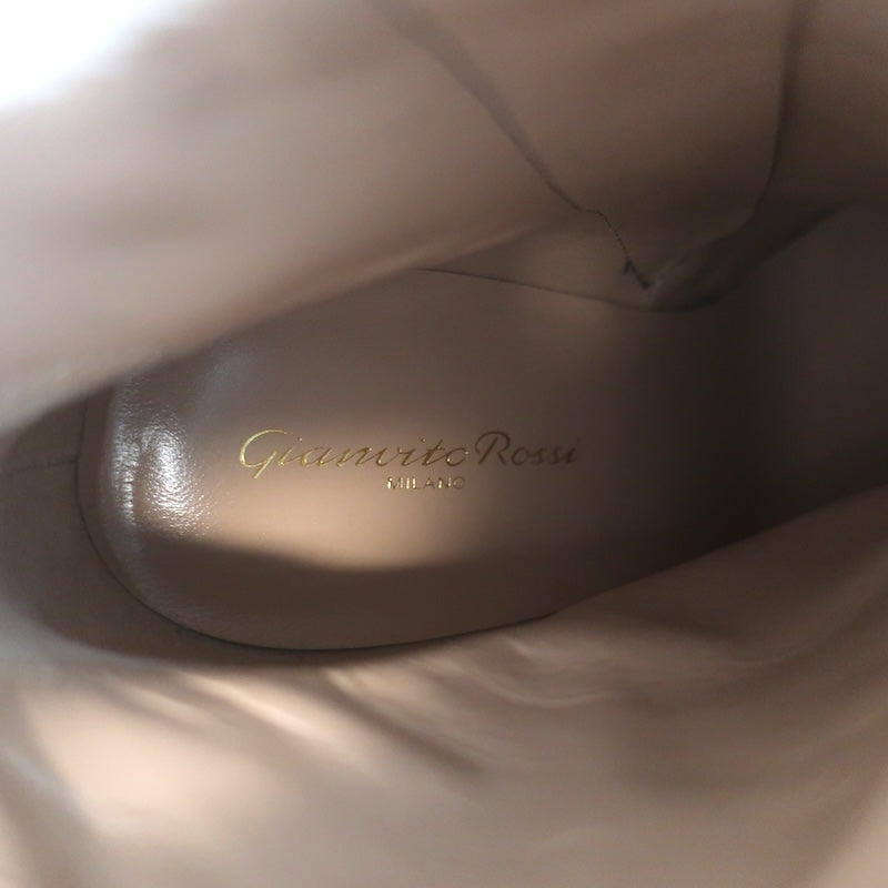 Gianvito Rossi Freeda Square Toe Boots Black Leather Size 38 NEW