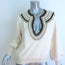 Mes Demoiselles Rosalia Metallic Crochet-Trimmed Sweater Ivory Cotton Size 0