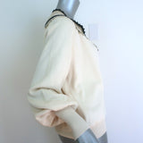 Mes Demoiselles Rosalia Metallic Crochet-Trimmed Sweater Ivory Cotton Size 0