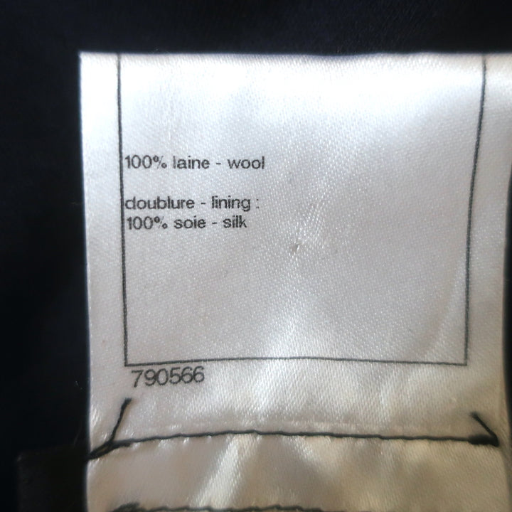 Chanel High Rise Wide Leg Pants Navy Wool Size 34
